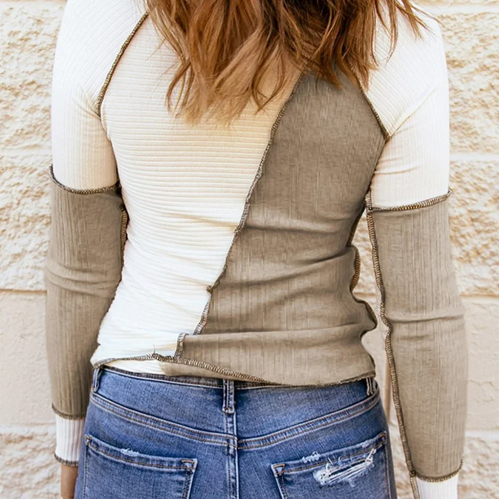 Irregular Color Block Seaming Top - Picture 3 of 3